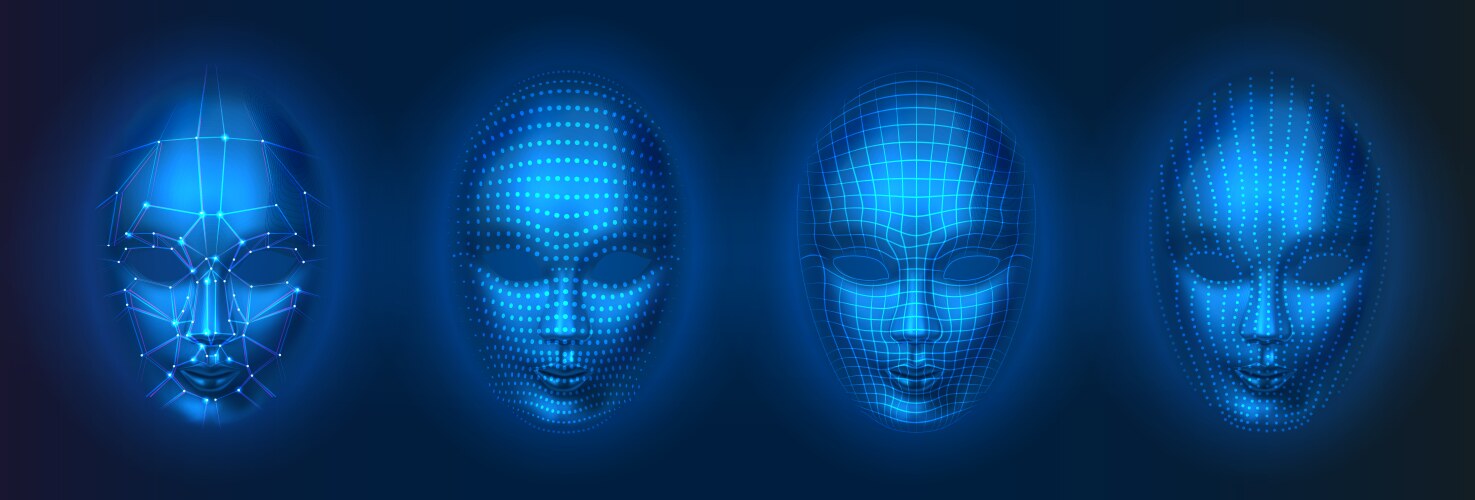 human or bio robot artificial intelligence faces vector image