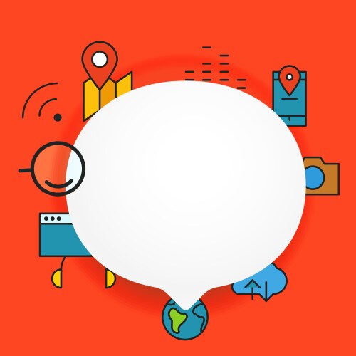 Speech cloud template with different icons add vector image