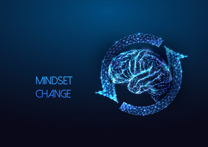 mindset change concept with human brain vector image vector image