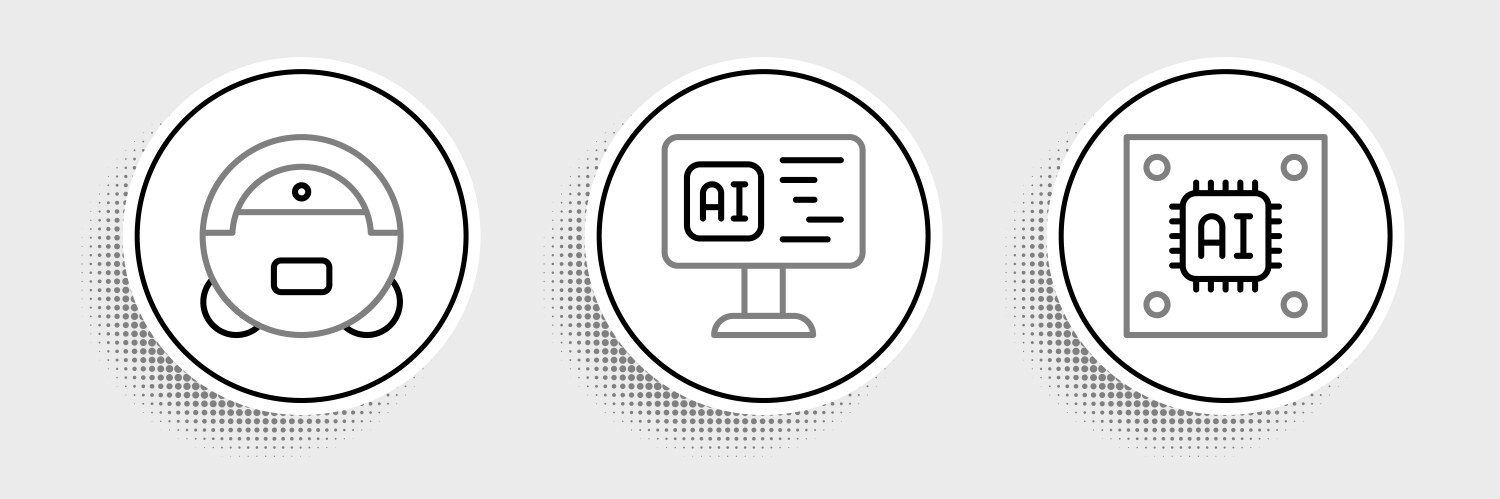 Set line processor with microcircuits cpu robot vector image