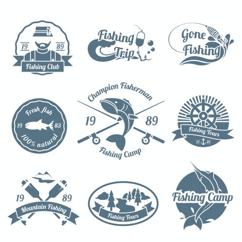 Fishing Camp Labels Vector Image