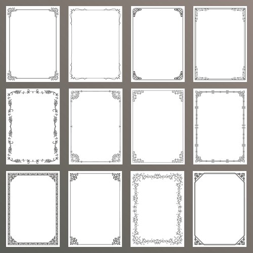 Decorative rectangle frames and borders set Vector Image