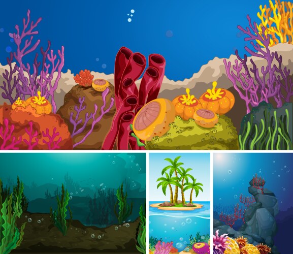 Underwater scene with tropical coral reef Vector Image