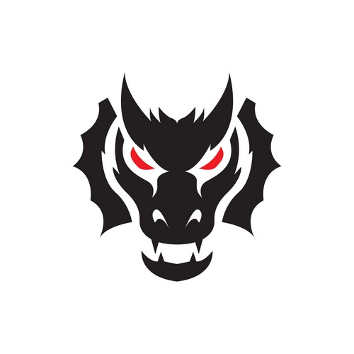 Face scare black dragon logo design graphic Vector Image