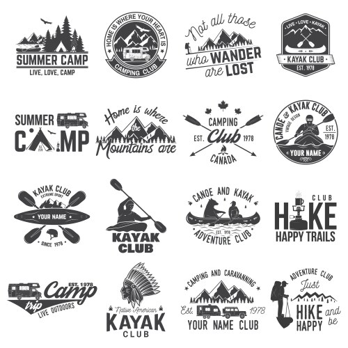 Outdoor Adventure Badge Set Vector Image