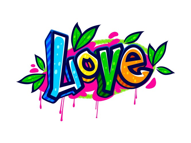 love graffiti street art urban style wall text vector image