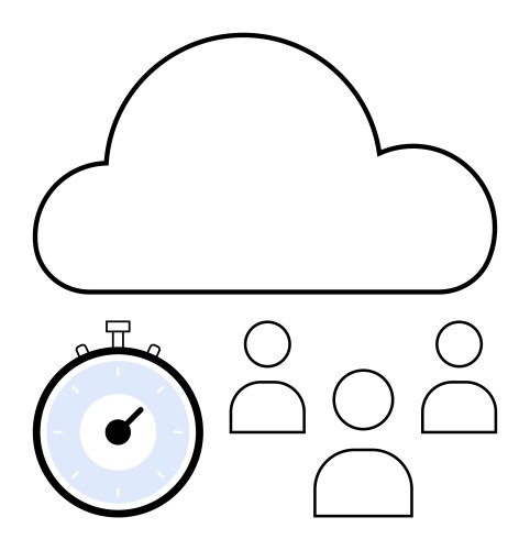 Cloud computing with team collaboration and time vector image