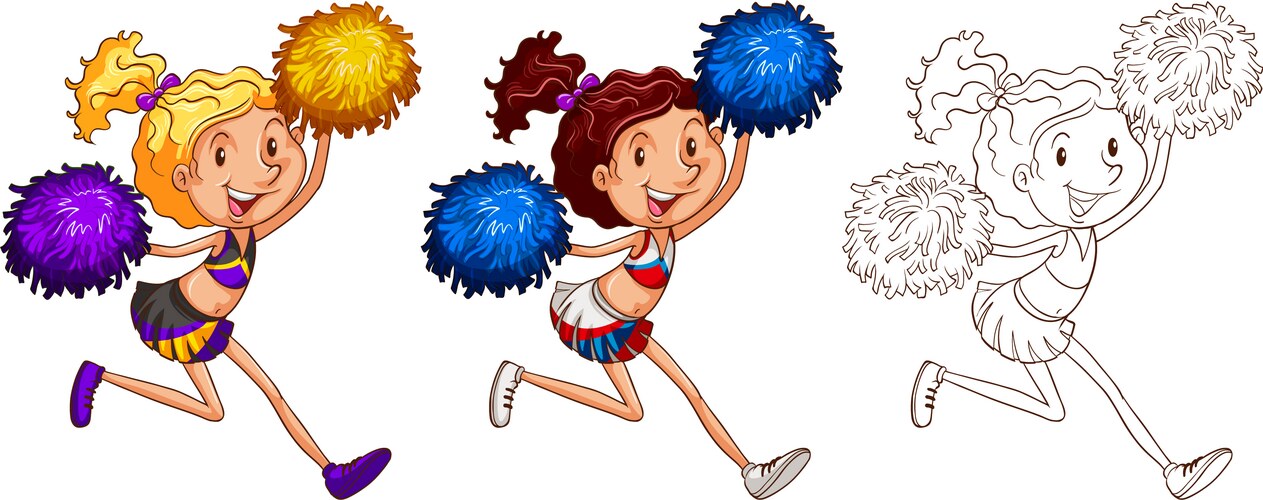 Doodle character for girl cheerleader Vector Image