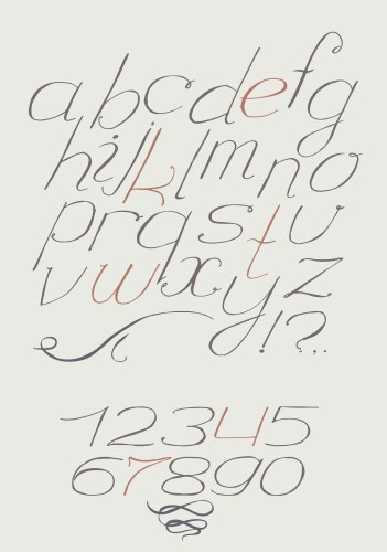 English hand drawn italic type script from a to z vector image