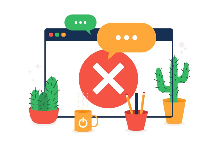 Browser web site check mark prohibit icon simple vector image