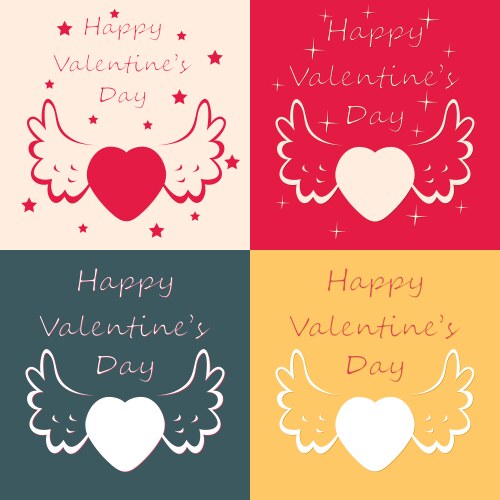 Valentine's Day Cards Set Vector Image