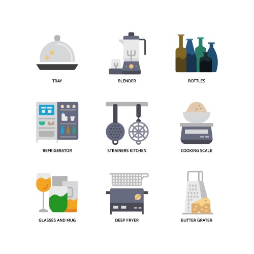 Kitchen and cookware icons vector image