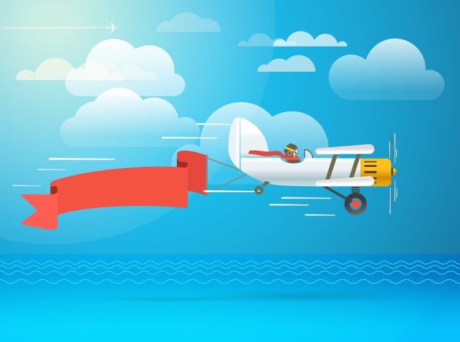 Kid flying plane with banner Royalty Free Vector Image