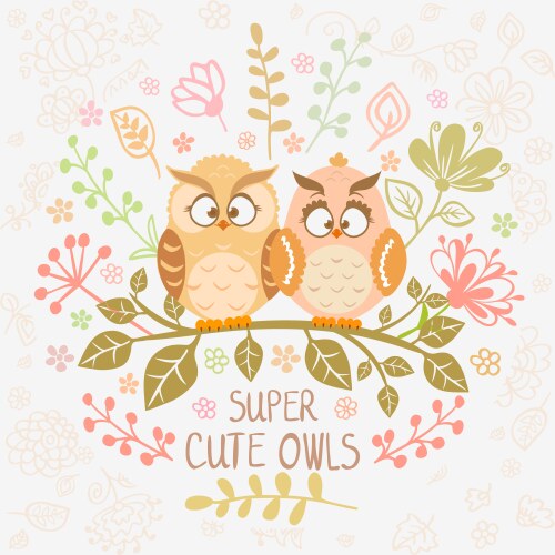 Cute owl love Royalty Free Vector Image - VectorStock