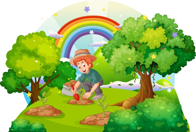 People reforestation against climate change Vector Image