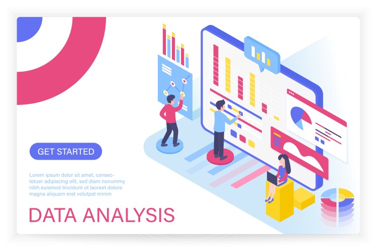 data analysis process big concept isometric vector