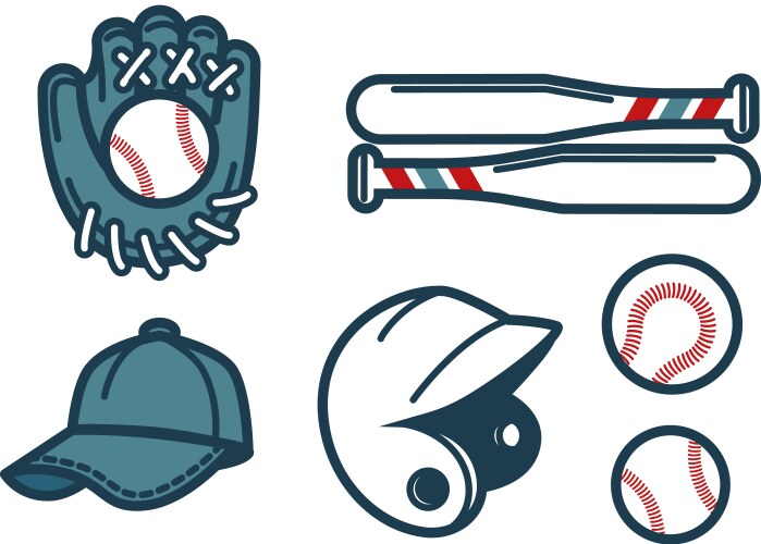Baseball equipment set Vector Image