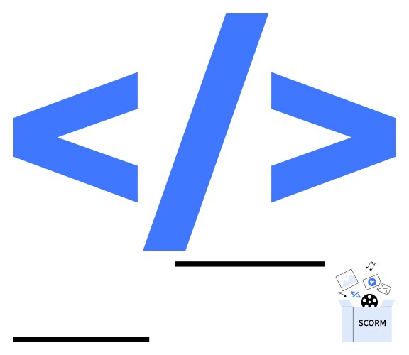 Blue html code tag brackets and scorm e-learning vector image