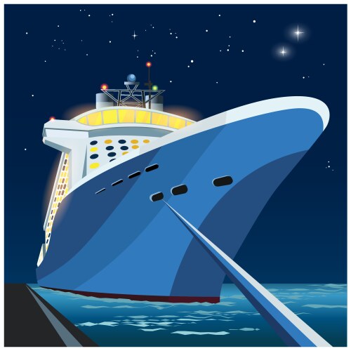 Cruise ship at pier night vector image