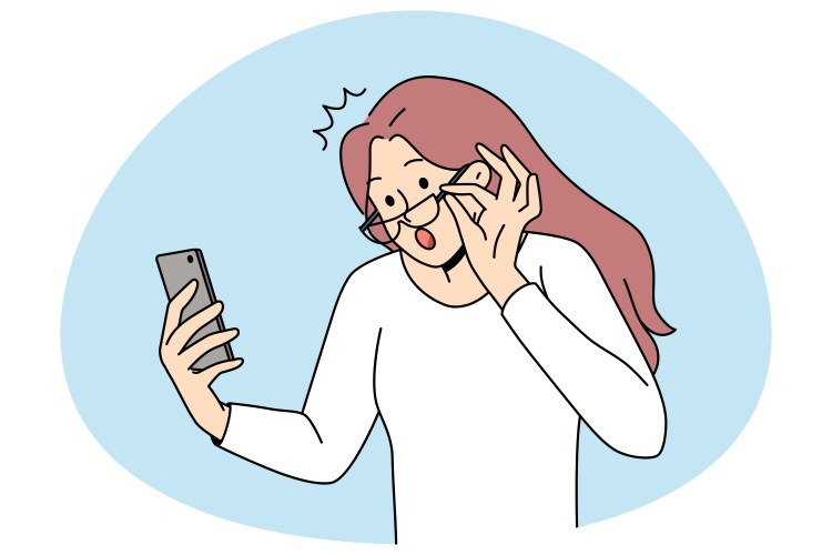 Shocked woman surprised by text on cellphone vector image