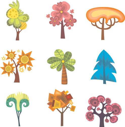 Cartoon garden green tree Royalty Free Vector Image