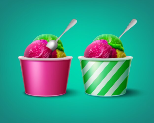 Triple Ice Cream Scoops Vector Image