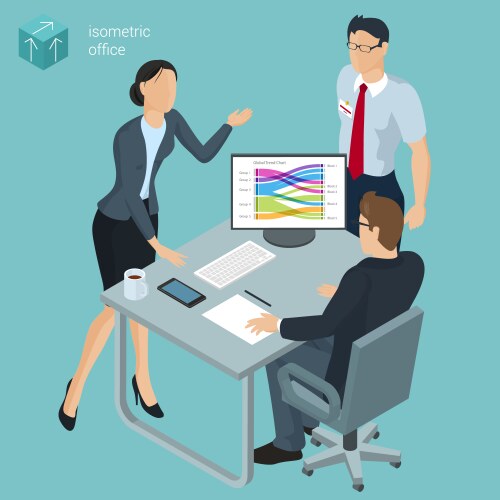 isometric office vector image