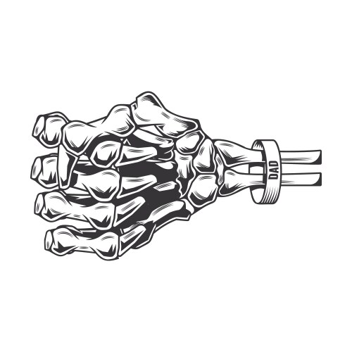 Skeleton Fist Bump - Dad Line Art Vector Image