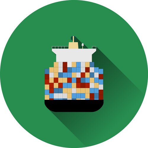Front view of cargo container ship Royalty Free Vector Image