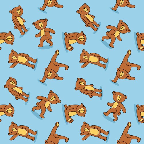 Cute kawaii teddy bear seamless pattern cartoon Vector Image