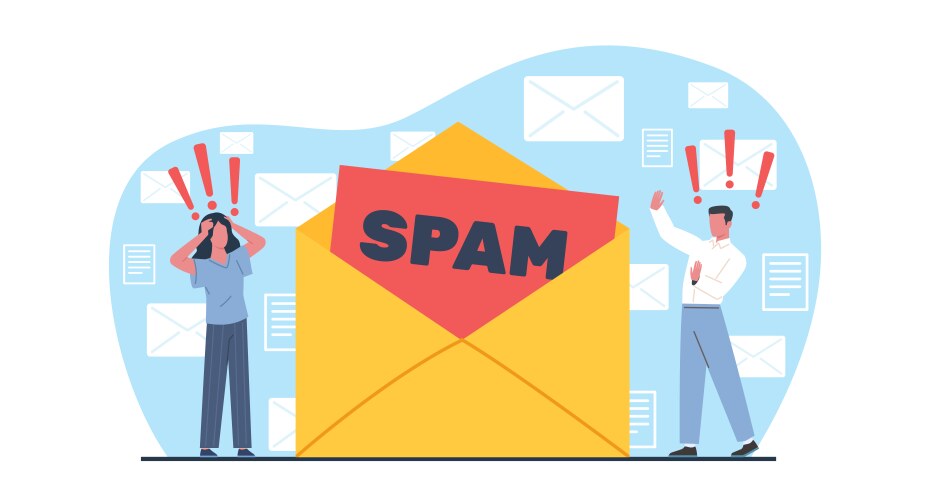 email spam huge envelope and tiny man vector image