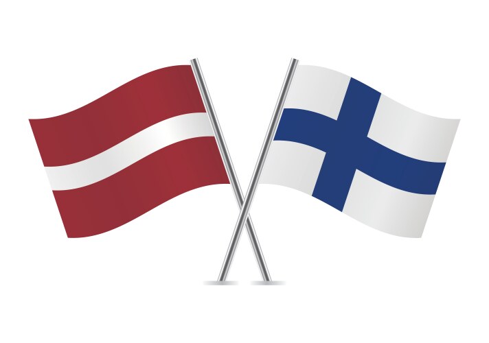 latvia and finland crossed flags vector