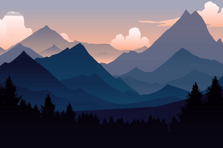 Mountain landscape in flat style design element Vector Image