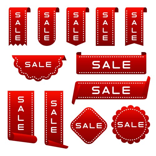 Set ribbons labels banners collection vector image