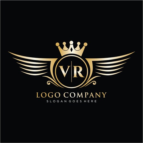 Vr letter initial with royal wing logo template Vector Image