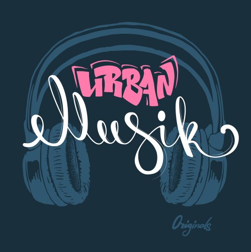 headphone urban musik hand drawing grunge vector image