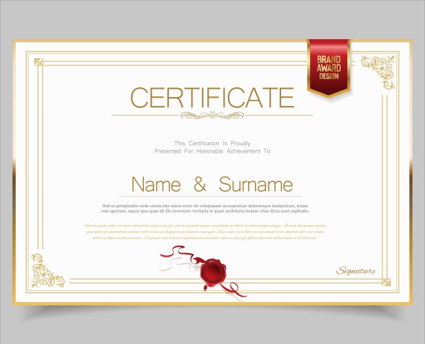 Certificate template diploma vintage border award Vector Image