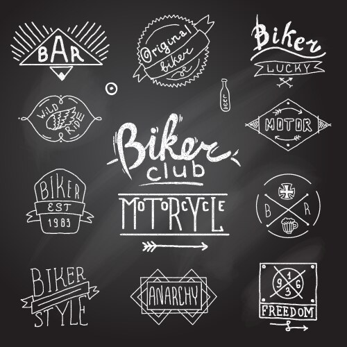 Vintage Biker Badge Set Vector Image