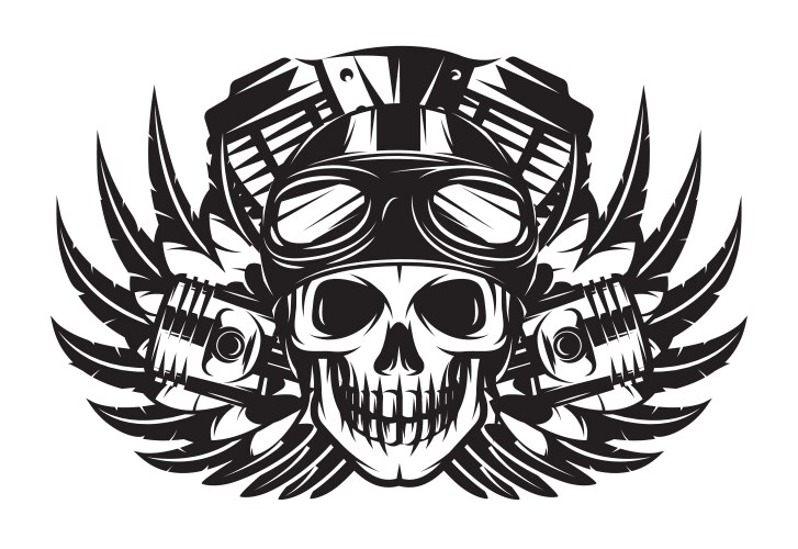 Monochrome image on motorcycle theme with skull Vector Image