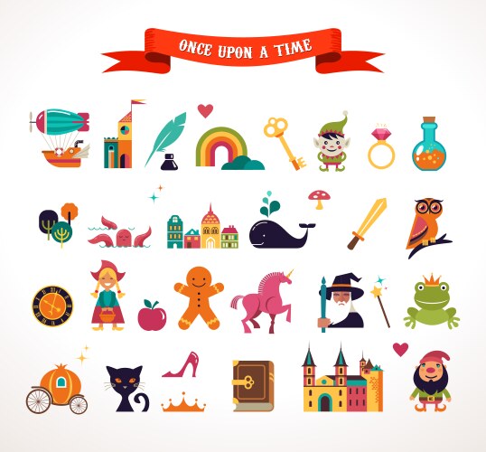 Fairy Tale Icon Set Vector Image