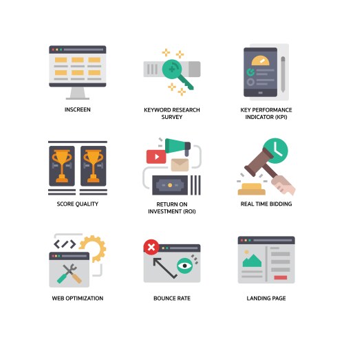 Digital marketing icons set 4 vector image