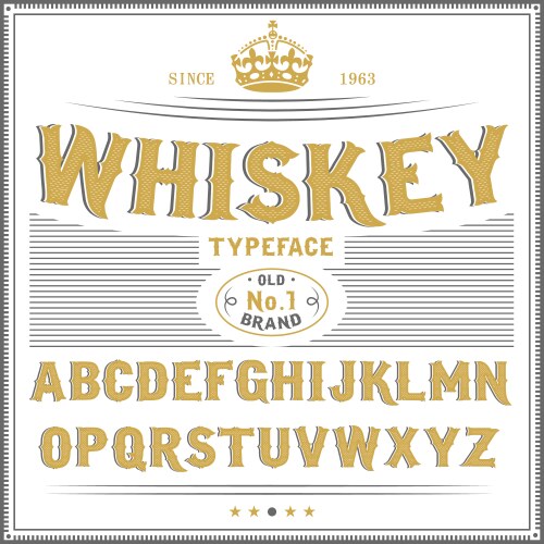 whiskey label font and sample design vector