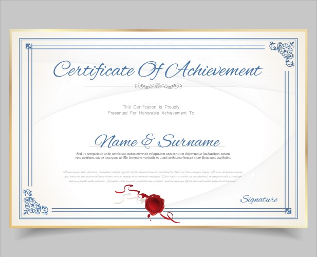 Certificate template diploma vintage border award Vector Image