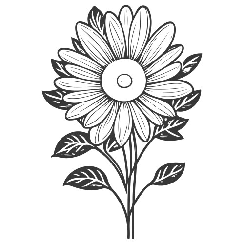 Sunflower floral grey Royalty Free Vector Image