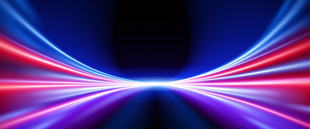 Light speed motion effect with blue and red line vector image