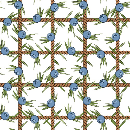 Seamless pattern net of the cord with juniper vector image