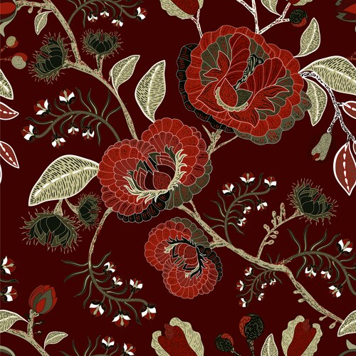 Baroque striped floral embroidery seamless pattern – Royalty-Free ...
