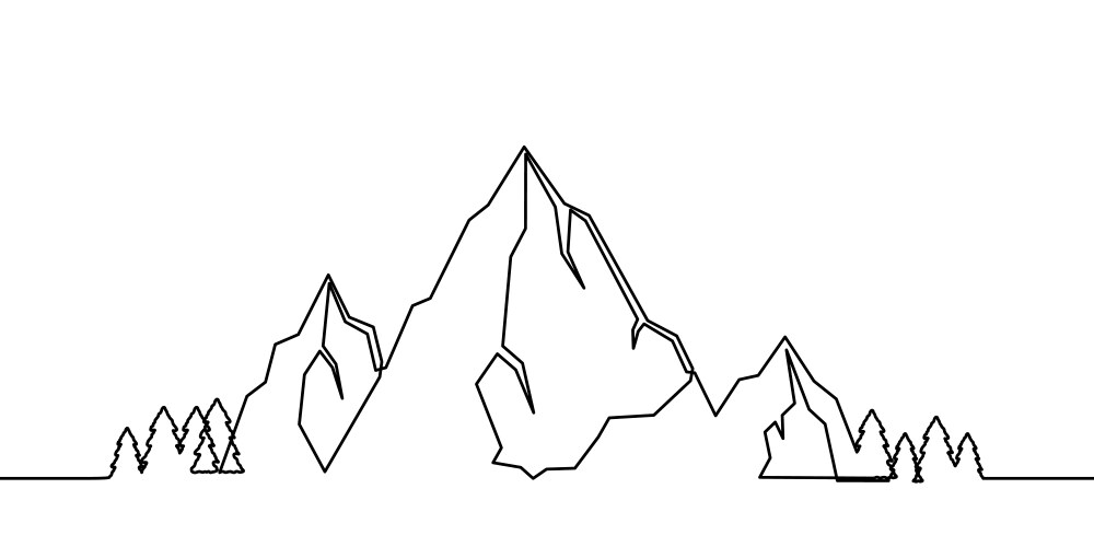 mountains landscape one line drawing vector image