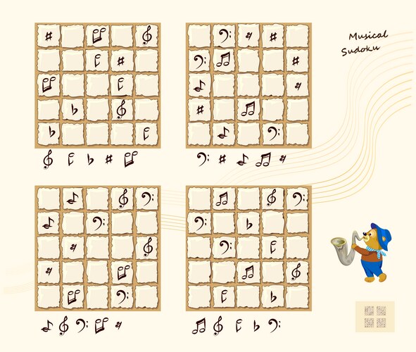 Musical Sudoku for Kids - Logic Puzzle Vector Image