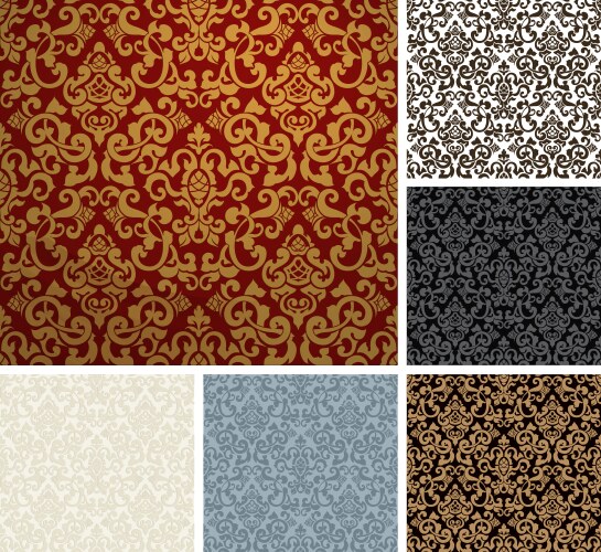 Seamless wallpaper pattern set of six colors Vector Image